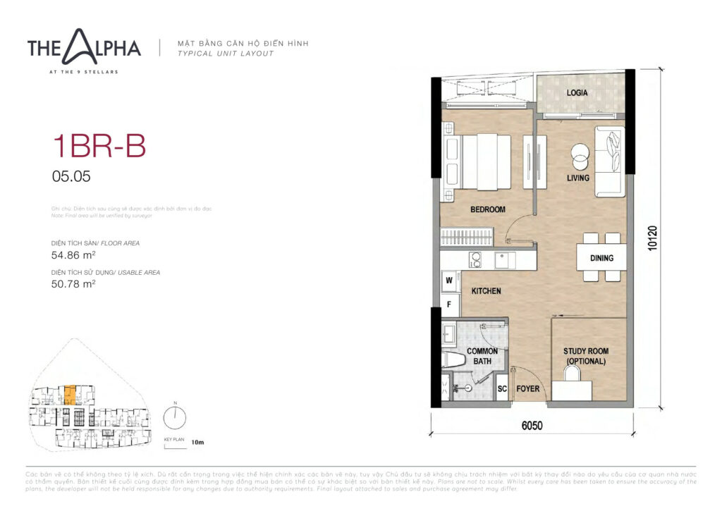 Căn hộ 1 phòng ngủ 50m2 - 55m2