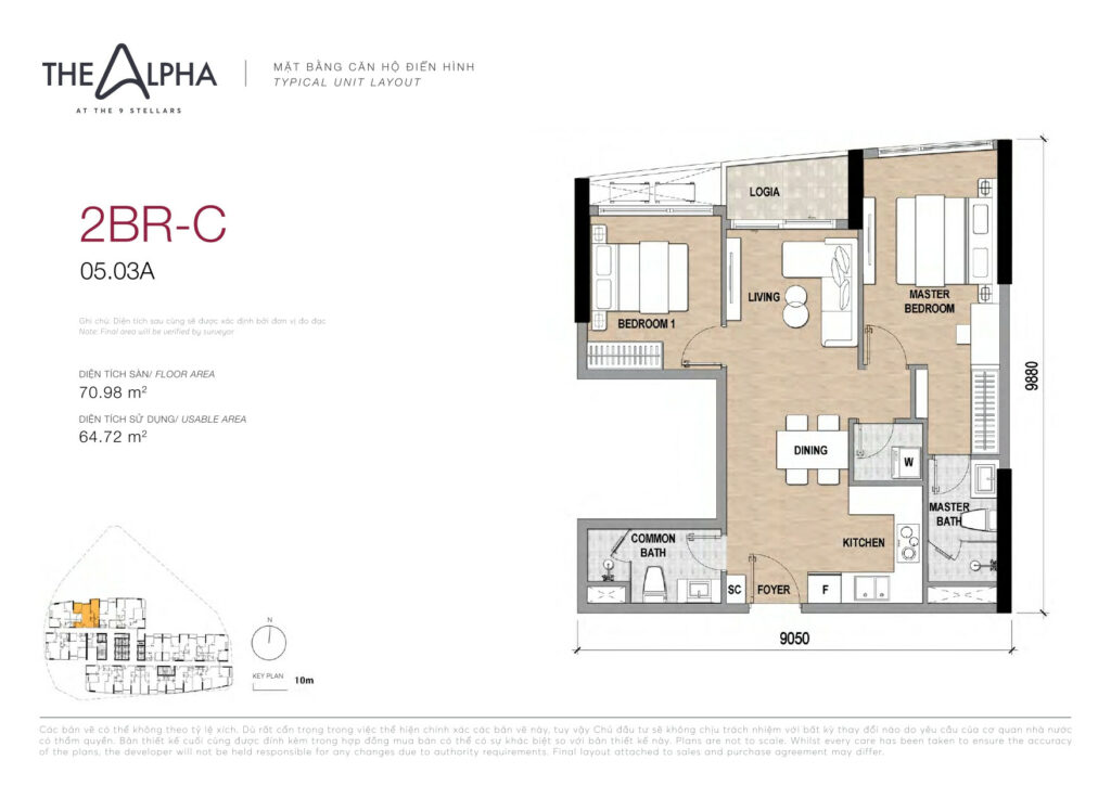 Căn hộ 2 phòng ngủ 68m2 - 74m2